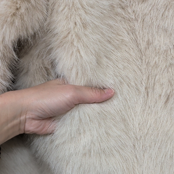 Zara Women Short Faux Fur High Neck Coat Light Beige Cream XS 5320/725 New - Picture 13 of 15